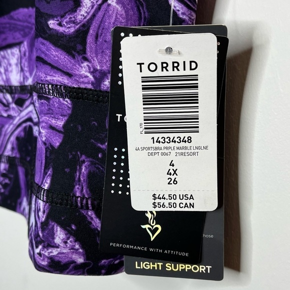 TORRID Sports Bra Purple Marble Long Line - Picture 5 of 5